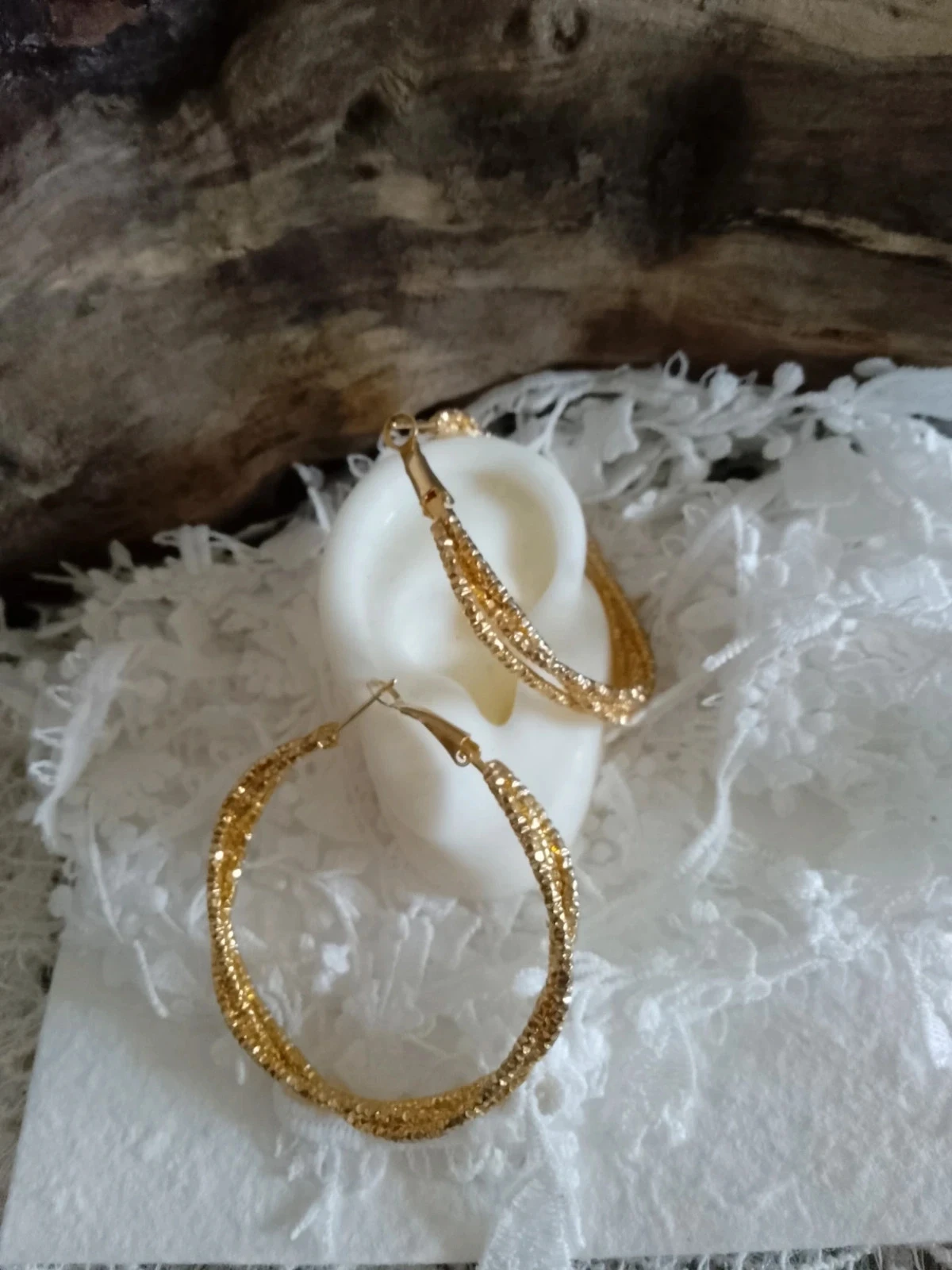 Bohemien Boho Goudkleurige gedraaide stalen creolen – photo 4